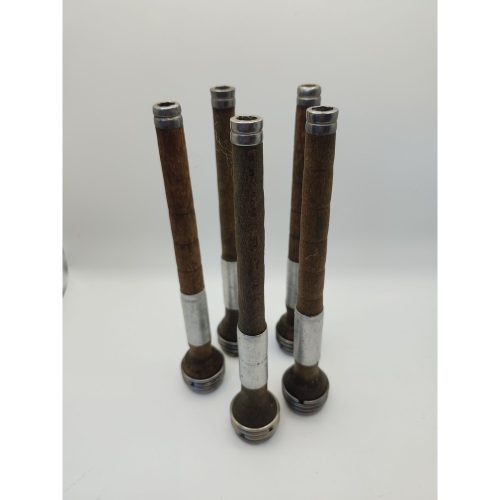 Wood Bobbins, 7.75" with METAL HEAD, Reclaimed Textile, quills - lot of 5